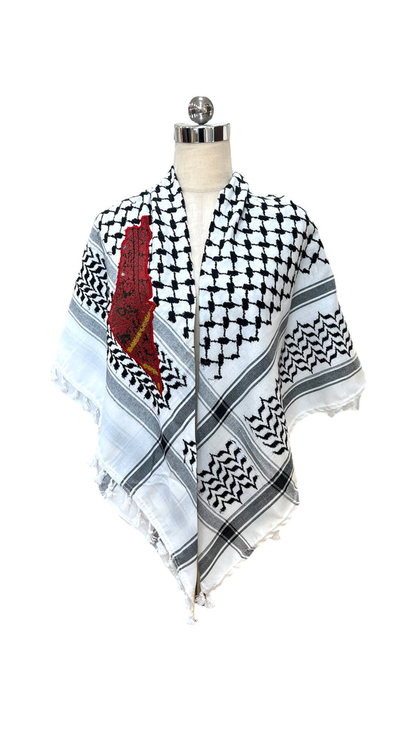 Kufia with old Palestinian embroidery