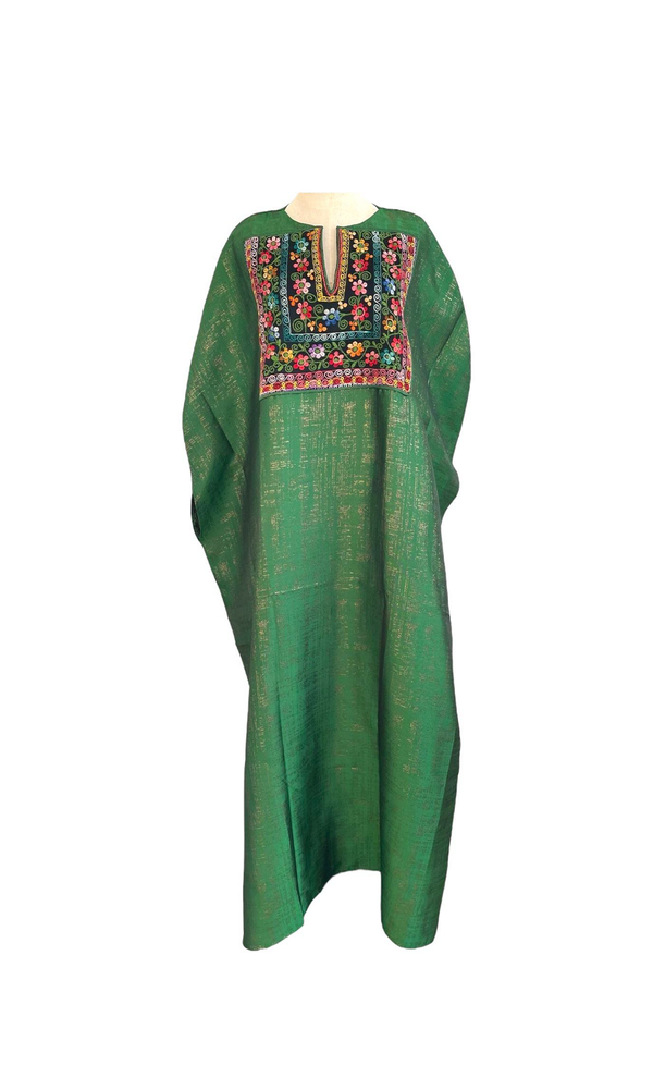 Green Abaya Brocade Collection Flowers Chest Panel