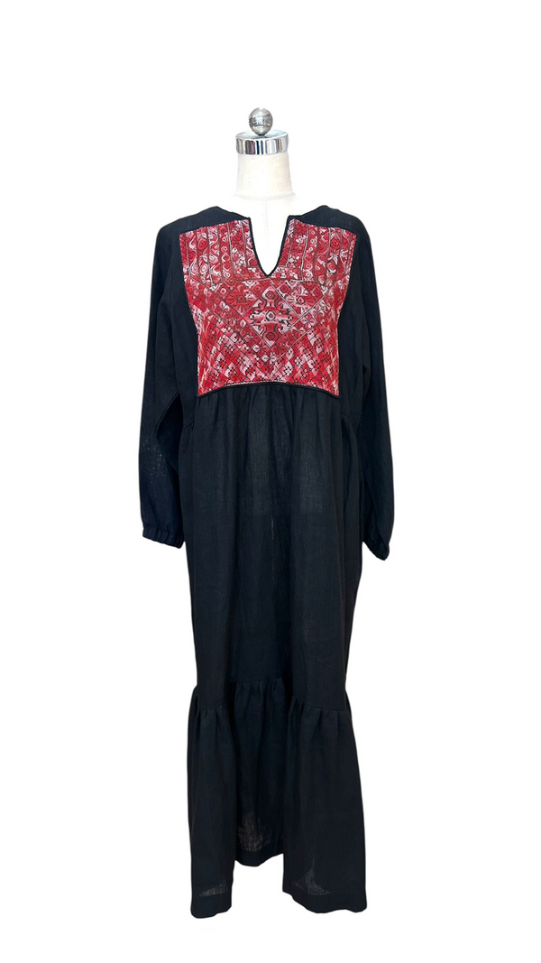 Kitan Black Long Sleeve with Ramallah Chest Panel 1970's