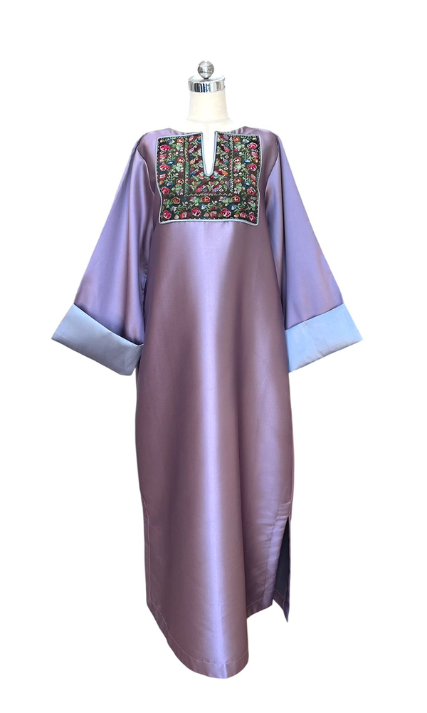 Mikado Silk Kaftan Long Sleeve with Old Hebron Panel 1970's