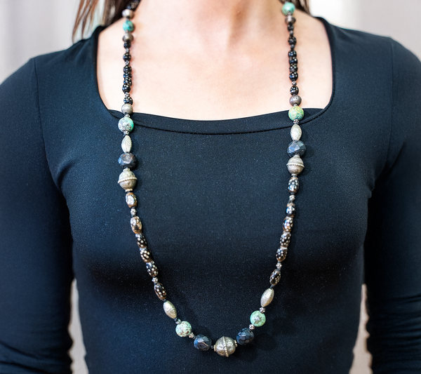 Bedouin stones with silver necklace