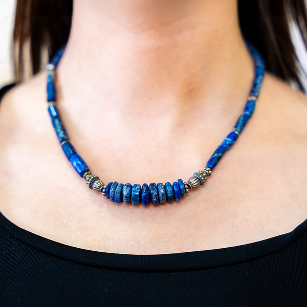 Bedouin Lapis stone with silver necklace