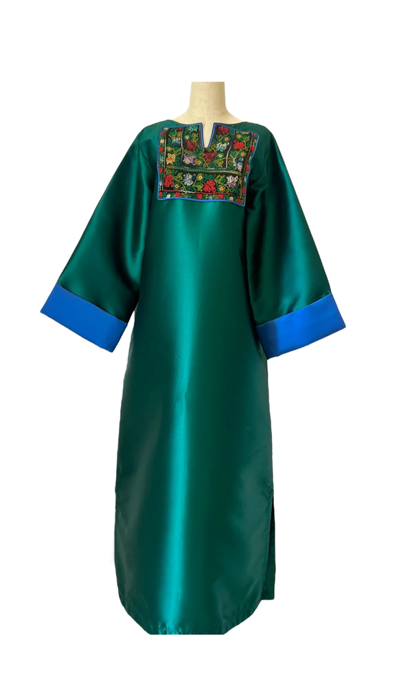 Emerald green with Hebron Embroidery
