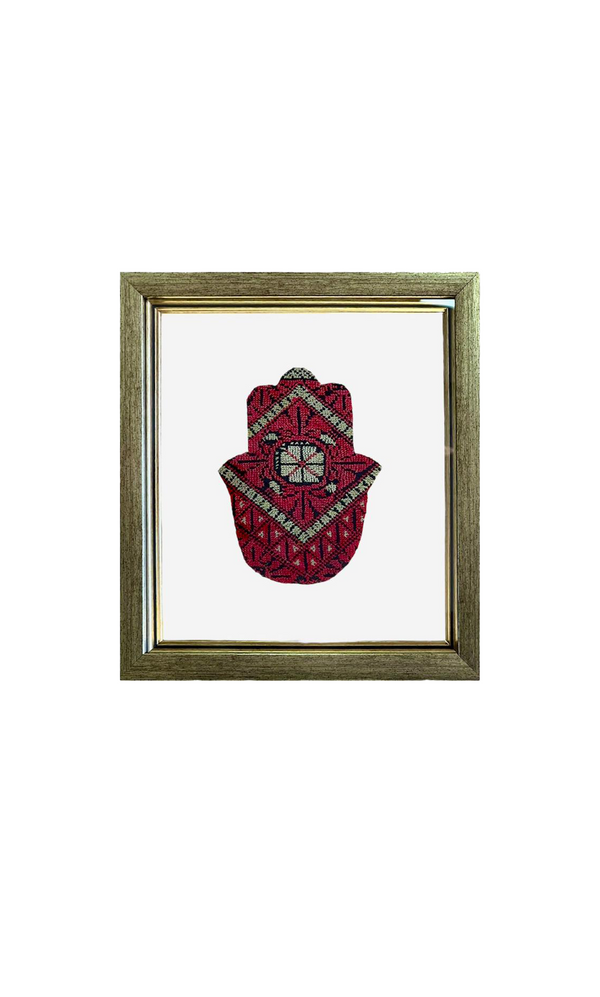 Framed Old Palestinian Embroidery Khamsa