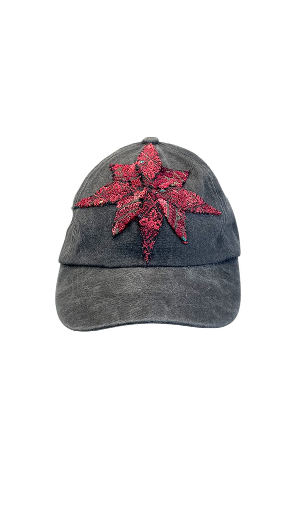 Gray cap with old Palestinian embroidery