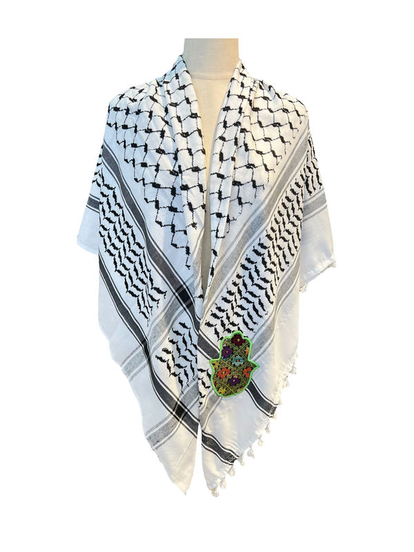 Kufia with old Palestinian embroidery