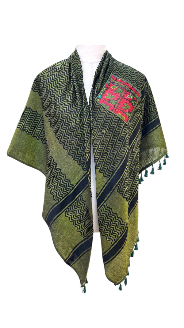 Kufia with old Palestinian embroidery