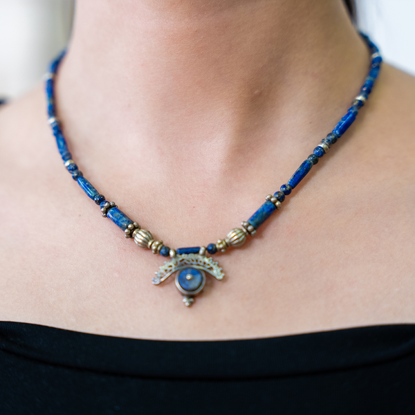 Bedouin Lapis stone with silver necklace