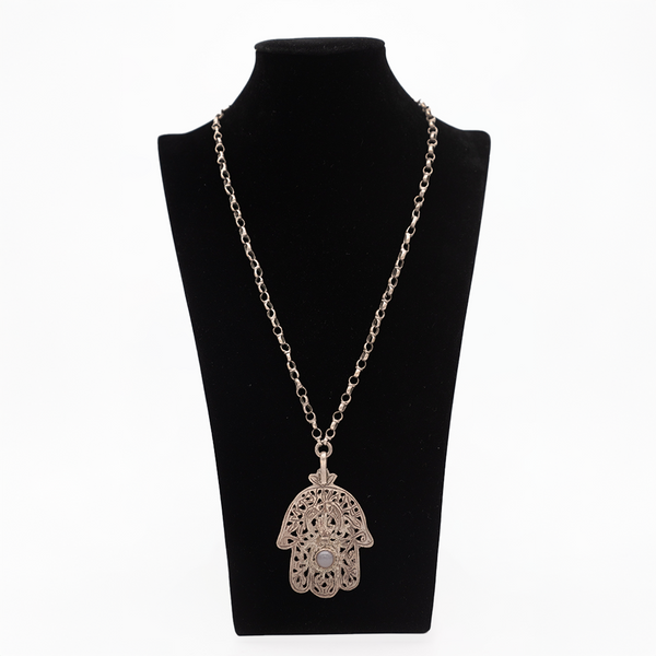 Old Moroccan silver Khamsa necklace