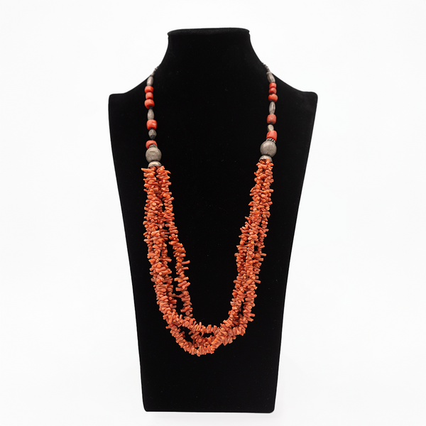 Old coral silver necklace