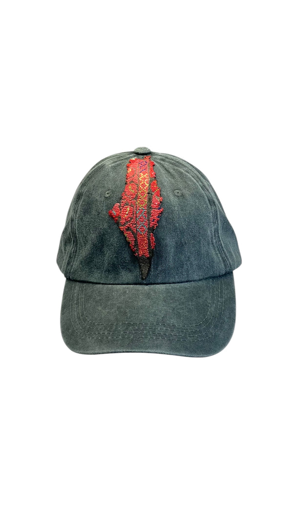 Gray cap with old Palestinian embroidery