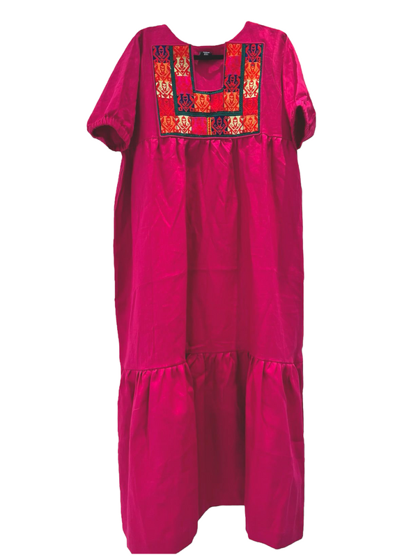 Linen Fucia Palestinian Embroidery Chest Panel