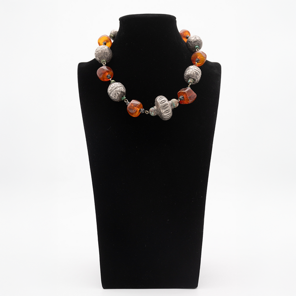 Bedouin amber and silver necklace