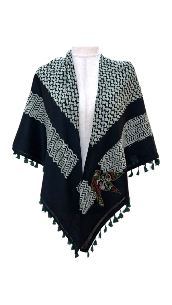 Kufia with old Palestinian embroidery