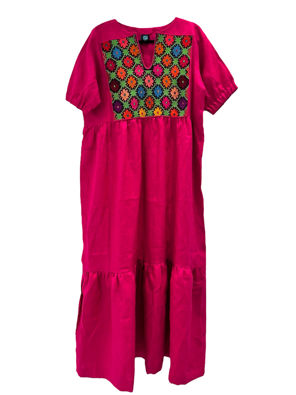 Linen Fucia Palestinian Embroidery Chest Panel
