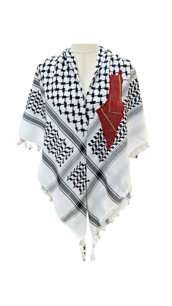 Kufia with old Palestinian embroidery