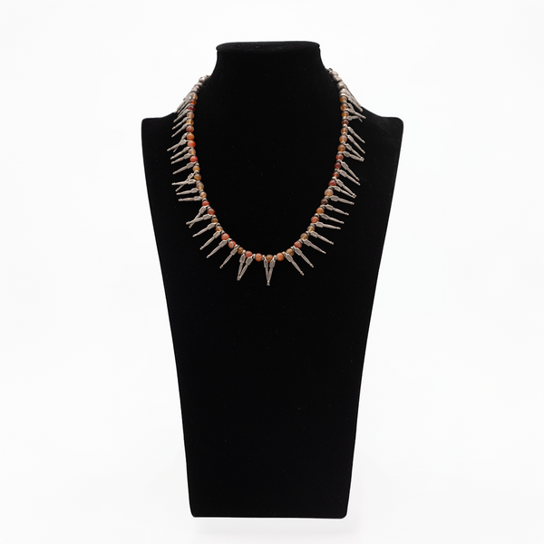 Old Palestinian silver and coral necklace