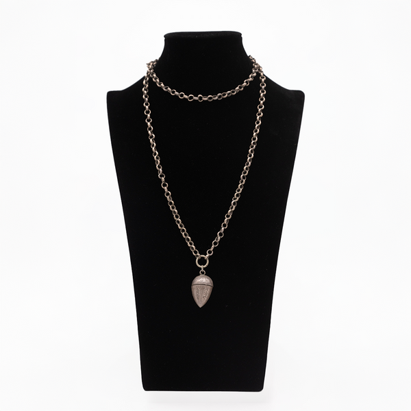 Old Palestinian silver almond necklace