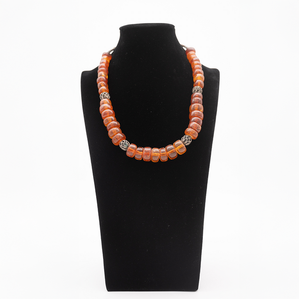 Amber and silver necklace