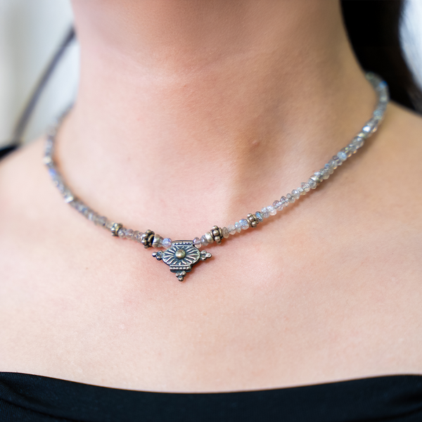 Glass and silver handmade necklace