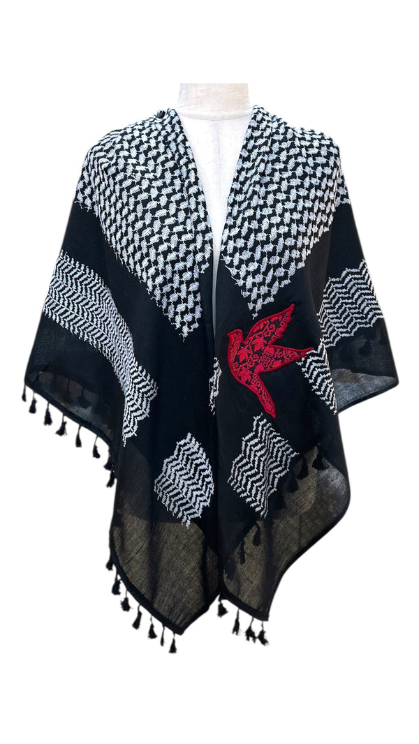Kufia with old Palestinian embroidery