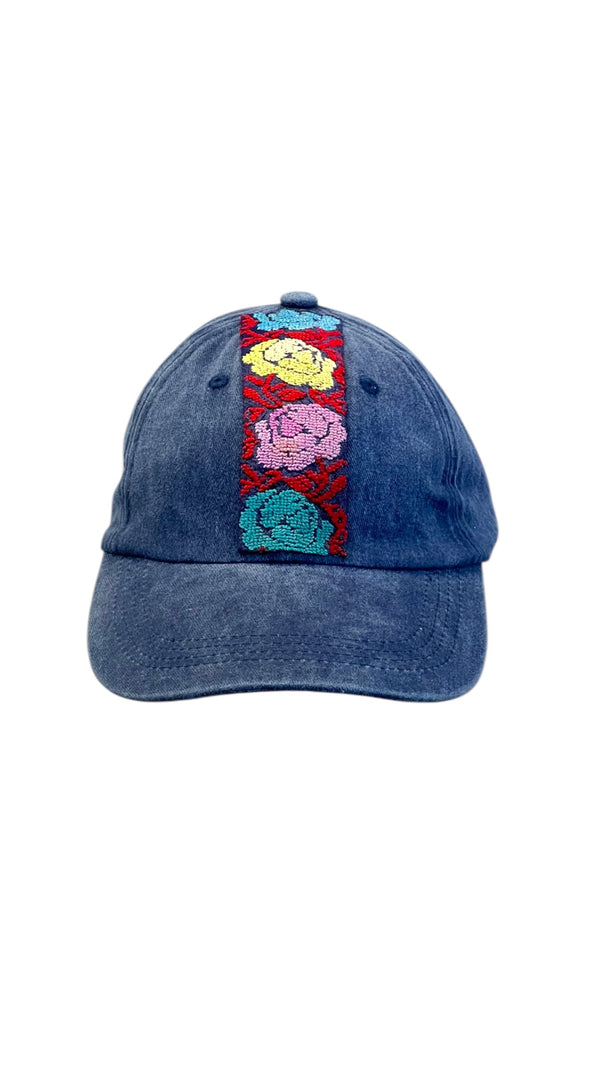 Denim Blue cap with old Palestinian embroidery