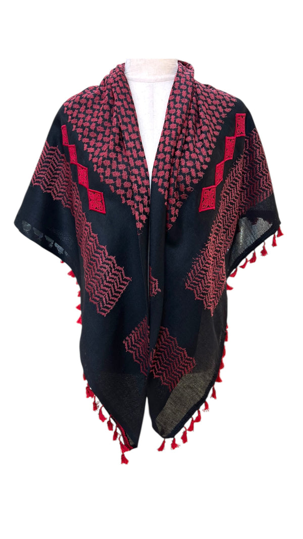Kufia with old Palestinian embroidery