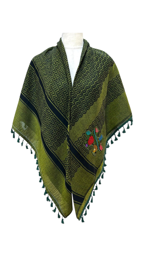 Kufia with old Palestinian embroidery