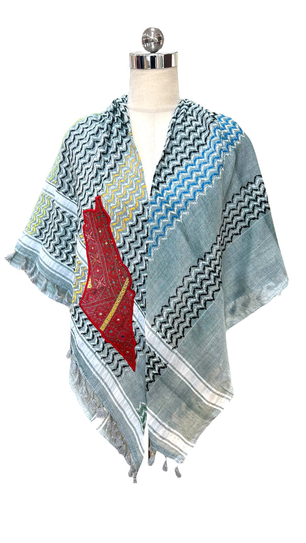 Kufia with old Palestinian embroidery