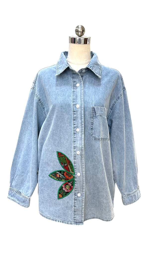 Denim with Old Palestinian embroidery