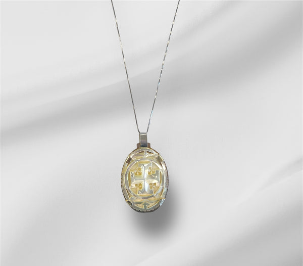 Handmade Bethlehem mother of pearl Jerusalem cross necklace