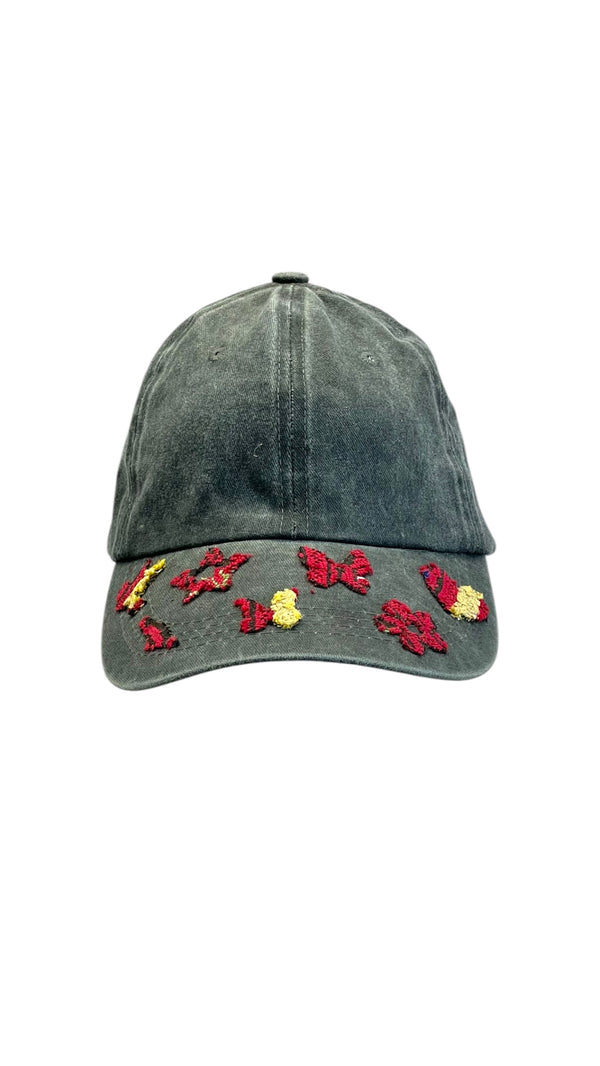 dark gray cap with old Palestinian embroidery