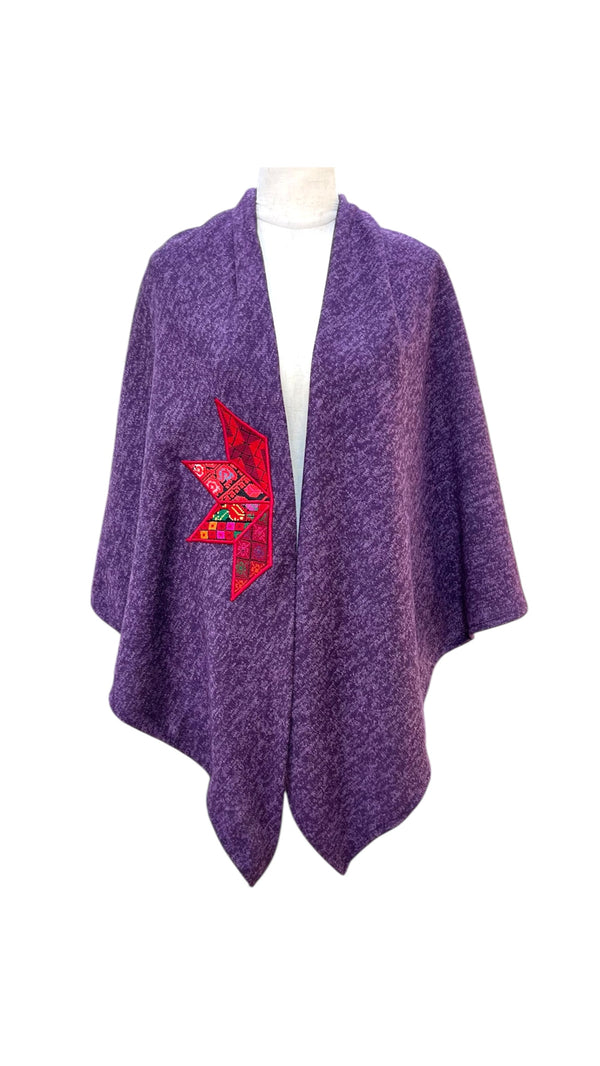 Purple shawl with old Palestinian embroidery