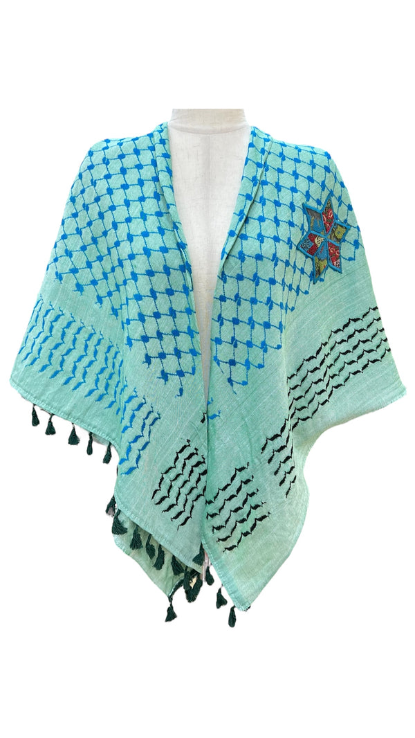 Kufia with old Palestinian embroidery