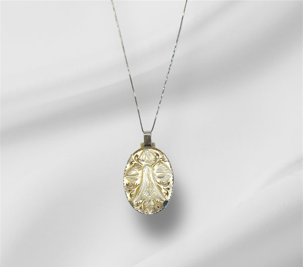 Handmade Bethlehem mother of pearl angel necklace