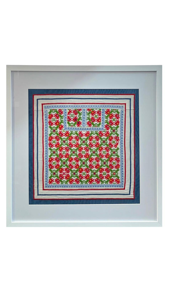 Framed Palestinian Embroidery Chest Panel 1940's Sarafand