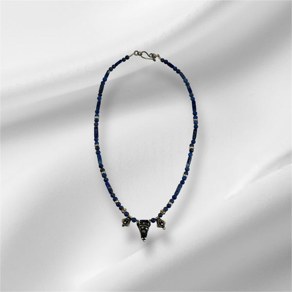 Bedouin Lapis stone with silver necklace