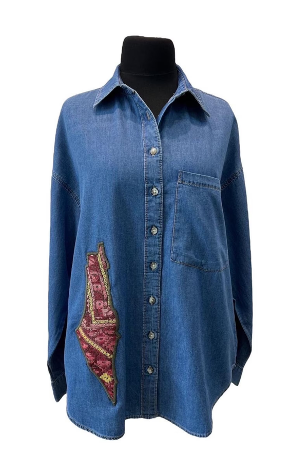 Denim with Old Palestinian embroidery