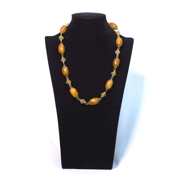 Bedouin Amber and Silver gelded gold necklace